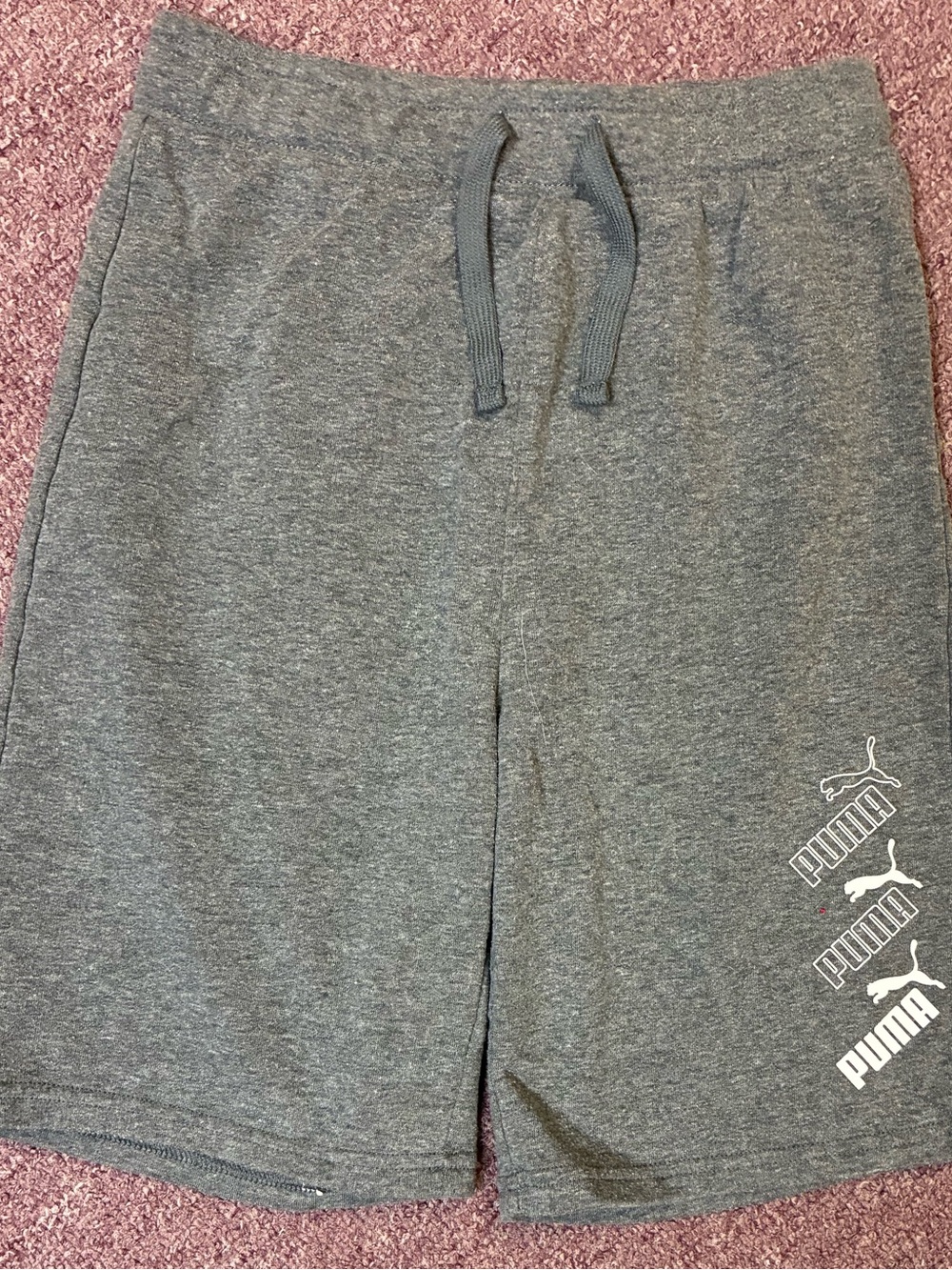 Puma Kids Gray Logo Knit Shorts with Drawstring